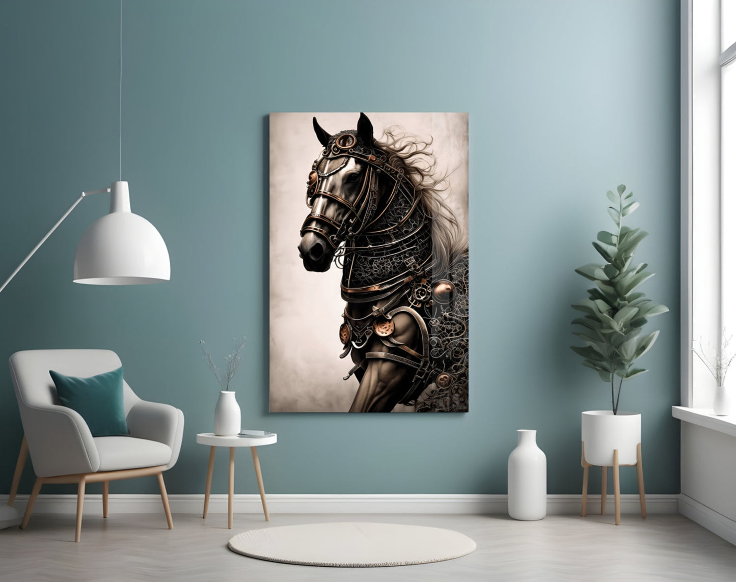 Warrior's Horse Glass Wall Art