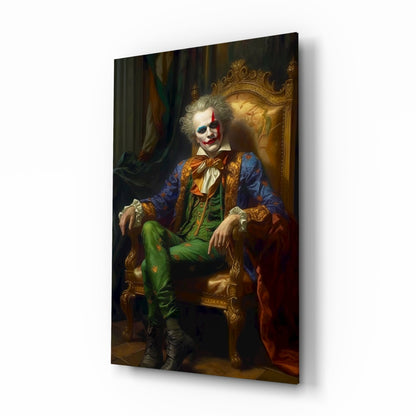 Clown and the Throne Glass Wall Art