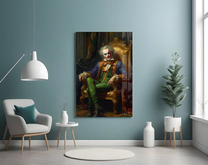 Clown and the Throne Glass Wall Art