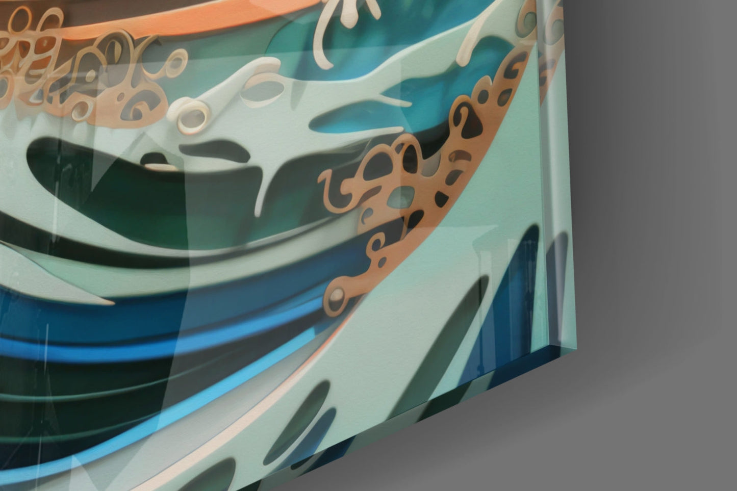 Wave & Mountain Quilling Glass Wall Art