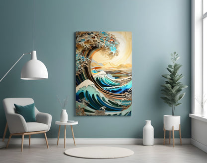 Wave & Mountain Quilling Glass Wall Art