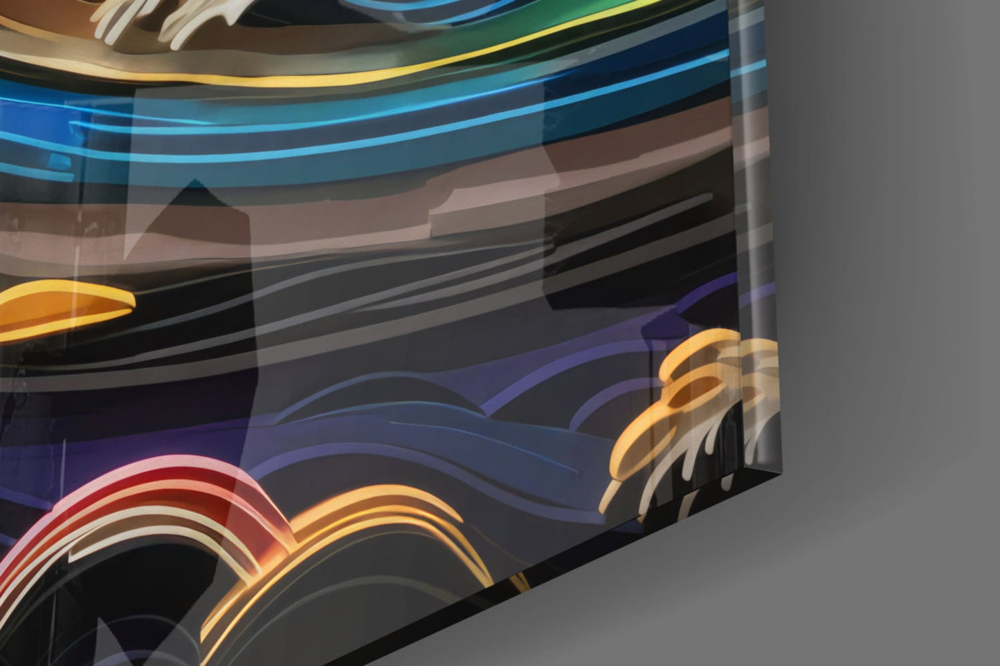 Abstract Wave Glass Wall Art, Paper Quilling Style Seascape