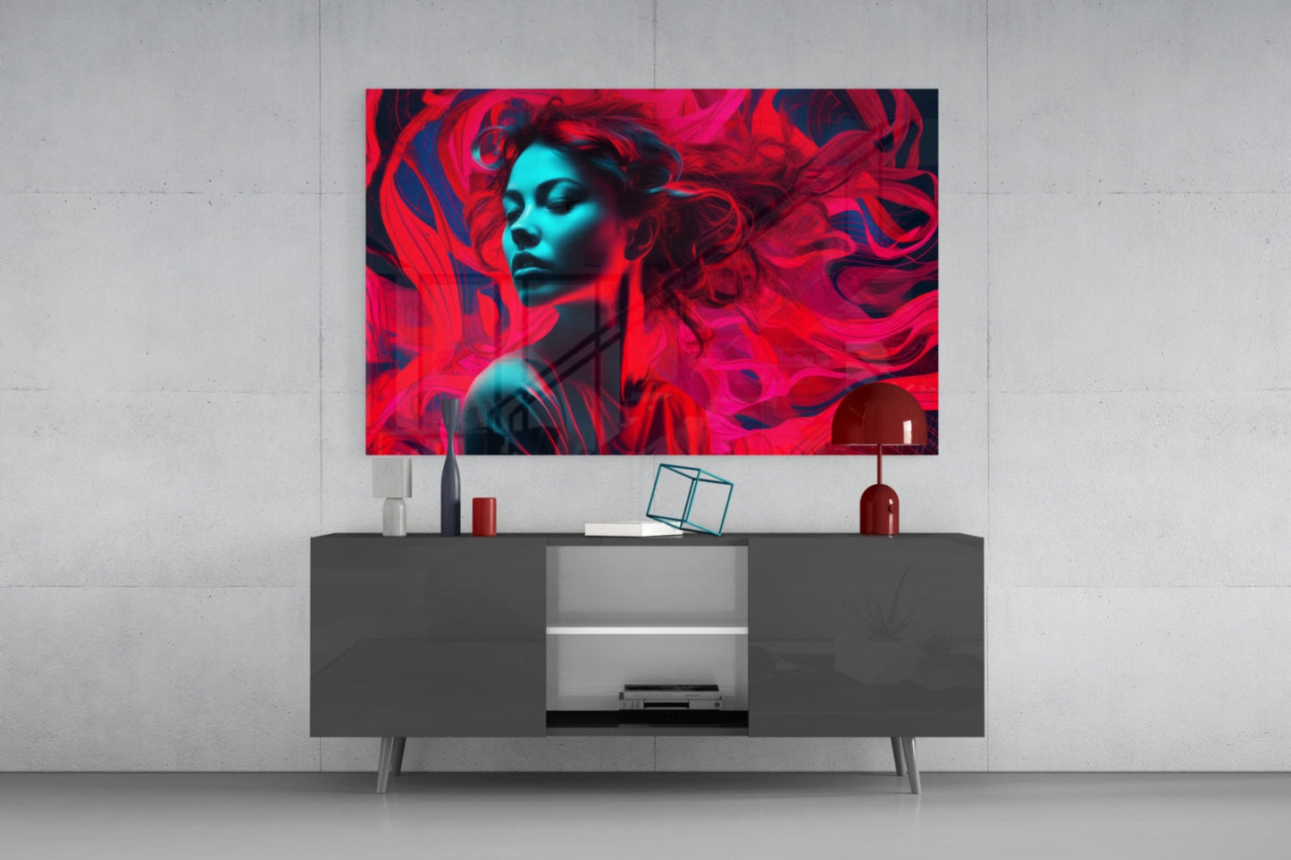 Red Feelings Glass Wall Art