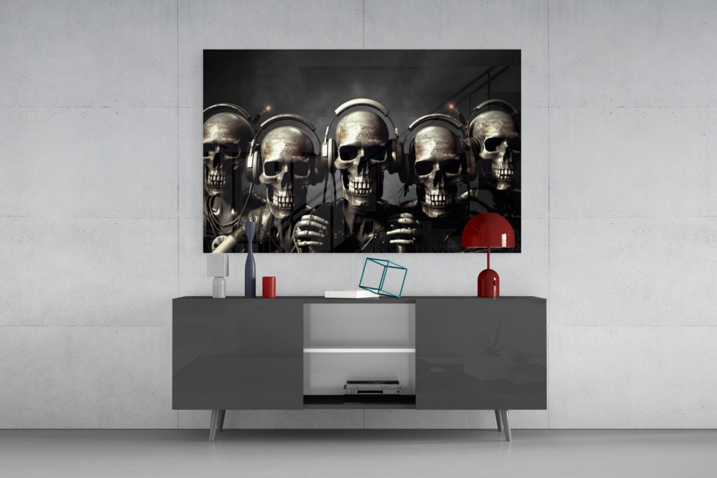 Skull Party Glass Wall Art