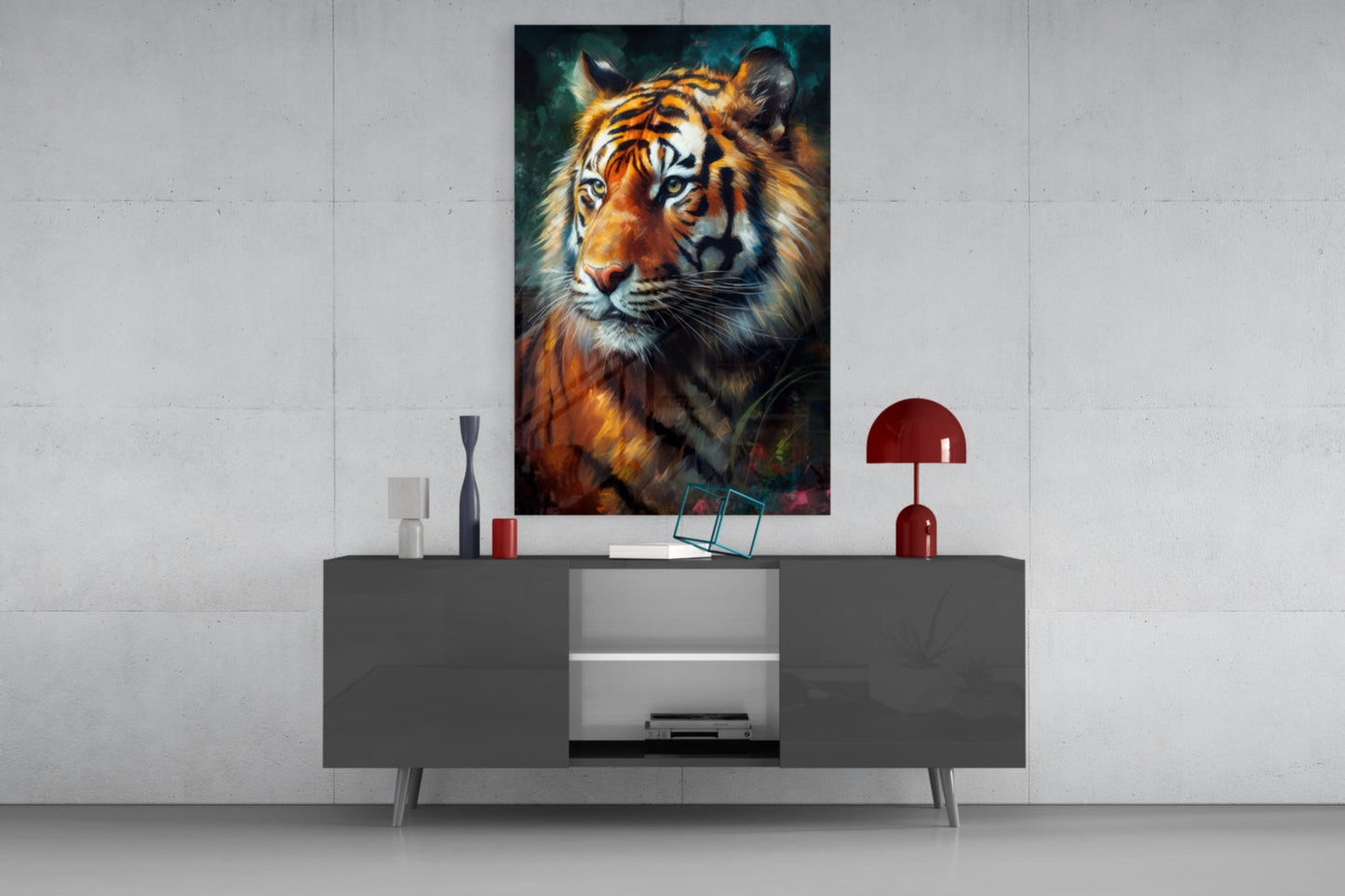 Tiger Portrait Glass Wall Art