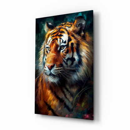 Bengal tiger portrait glass wall art