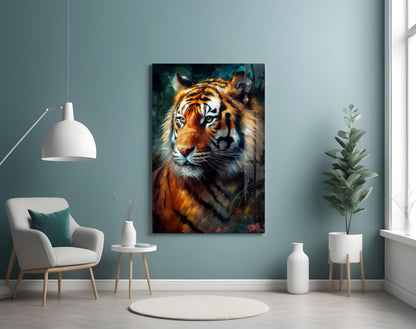 Tiger Portrait Glass Wall Art