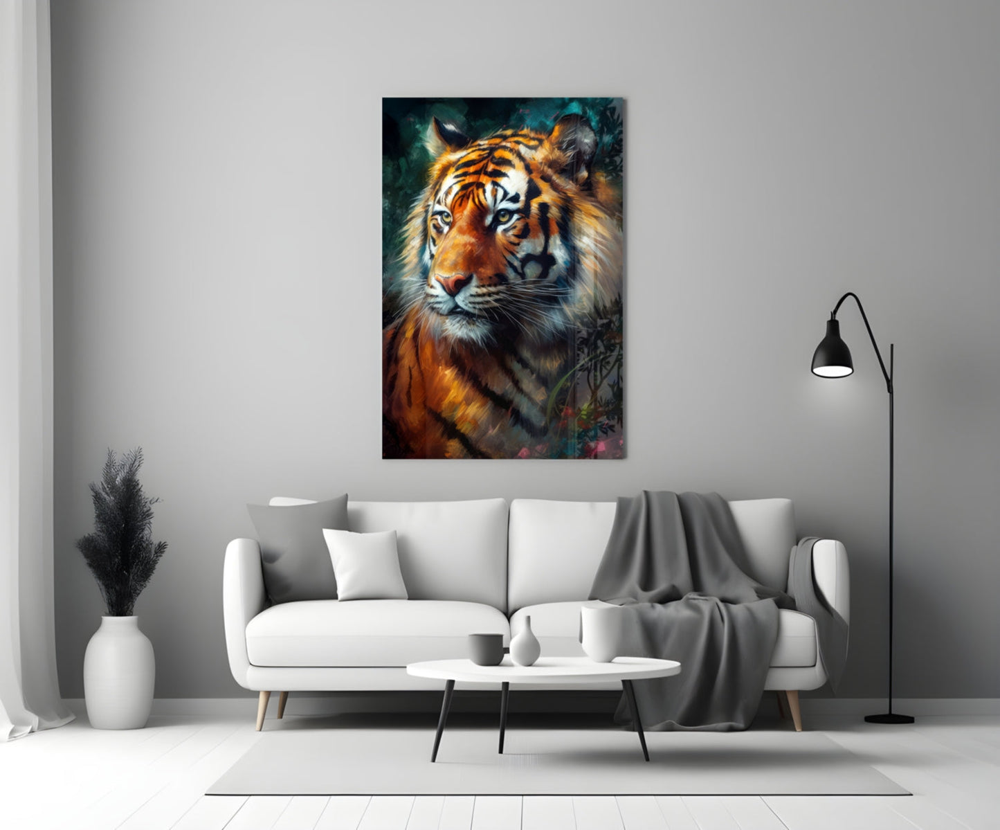 Tiger Portrait Glass Wall Art