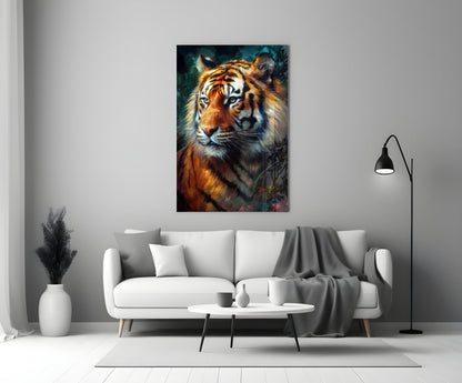 Tiger Portrait Glass Wall Art