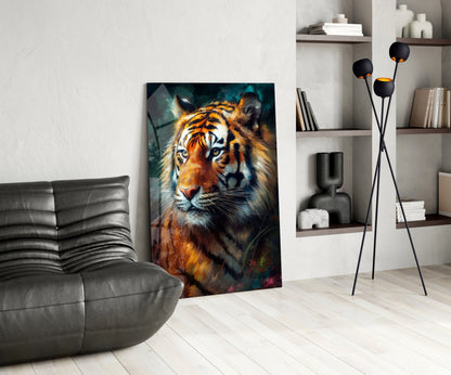 Tiger Portrait Glass Wall Art