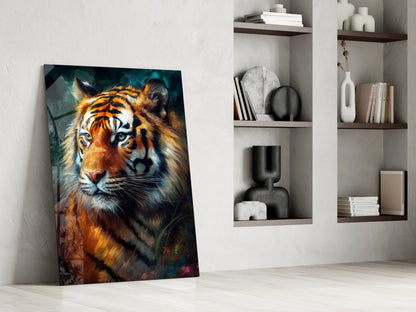 Tiger Portrait Glass Wall Art