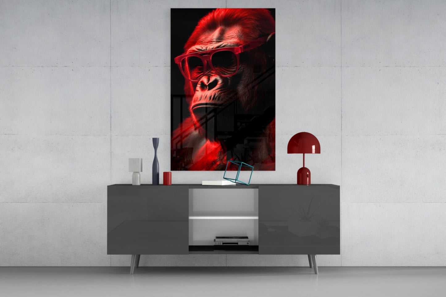 Ape the Thinker Color Glass Wall Art