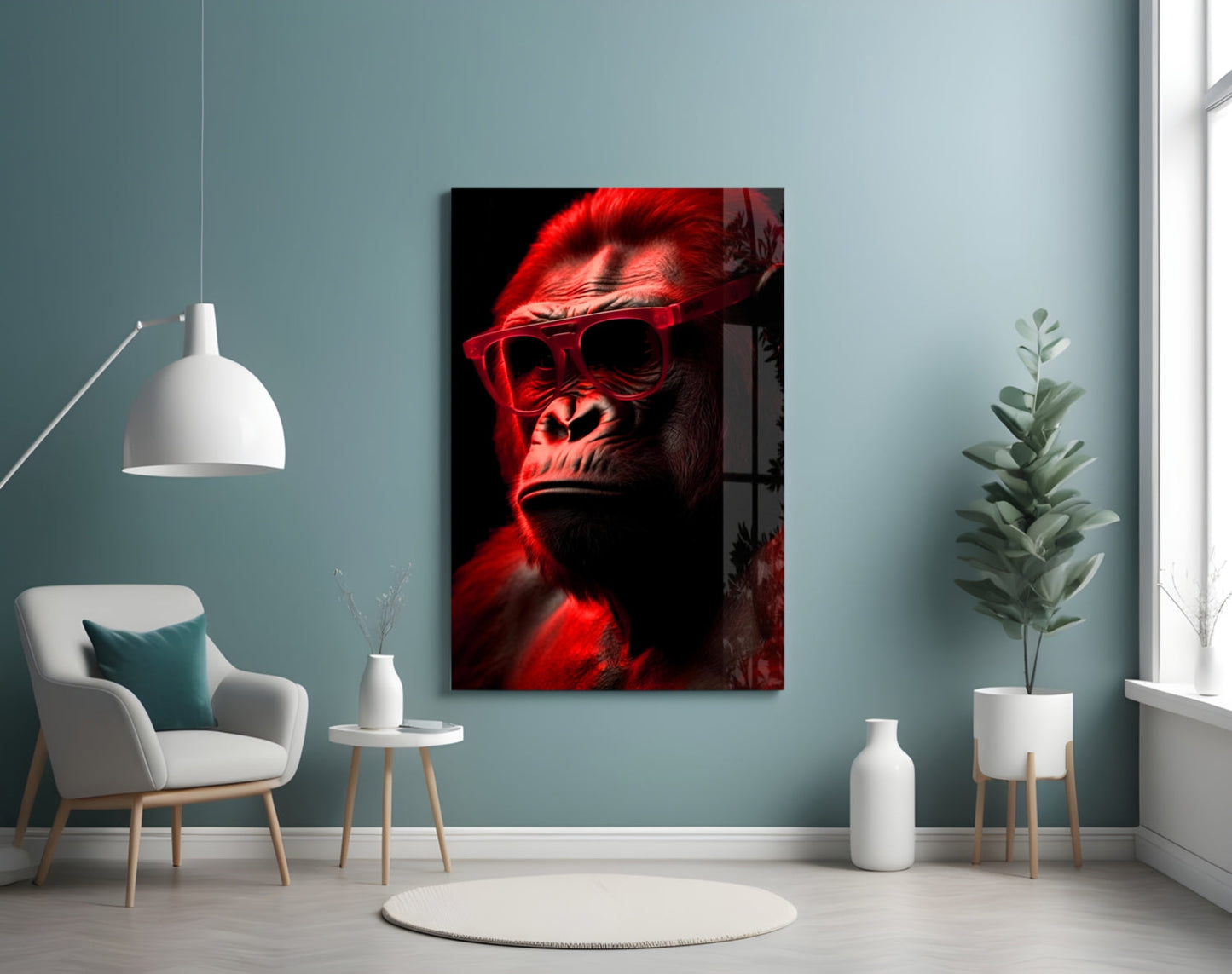 Ape the Thinker Color Glass Wall Art