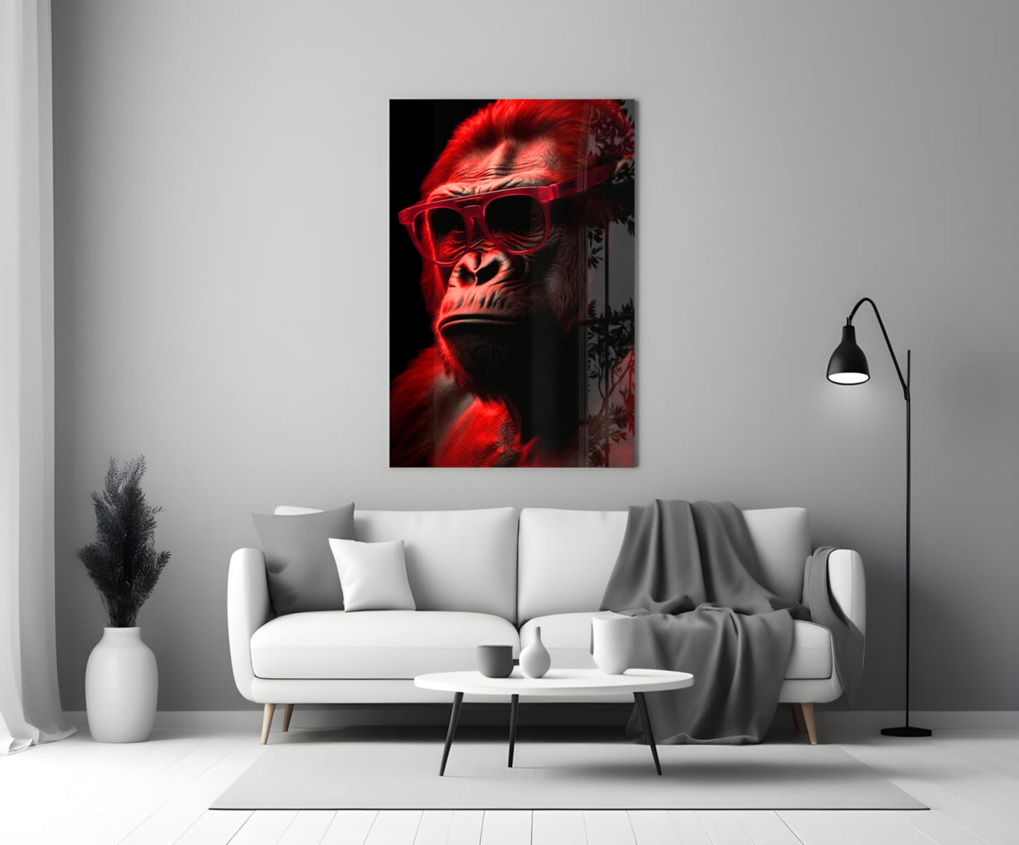 Ape the Thinker Color Glass Wall Art