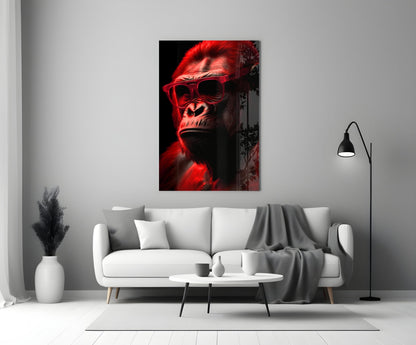 Ape the Thinker Color Glass Wall Art