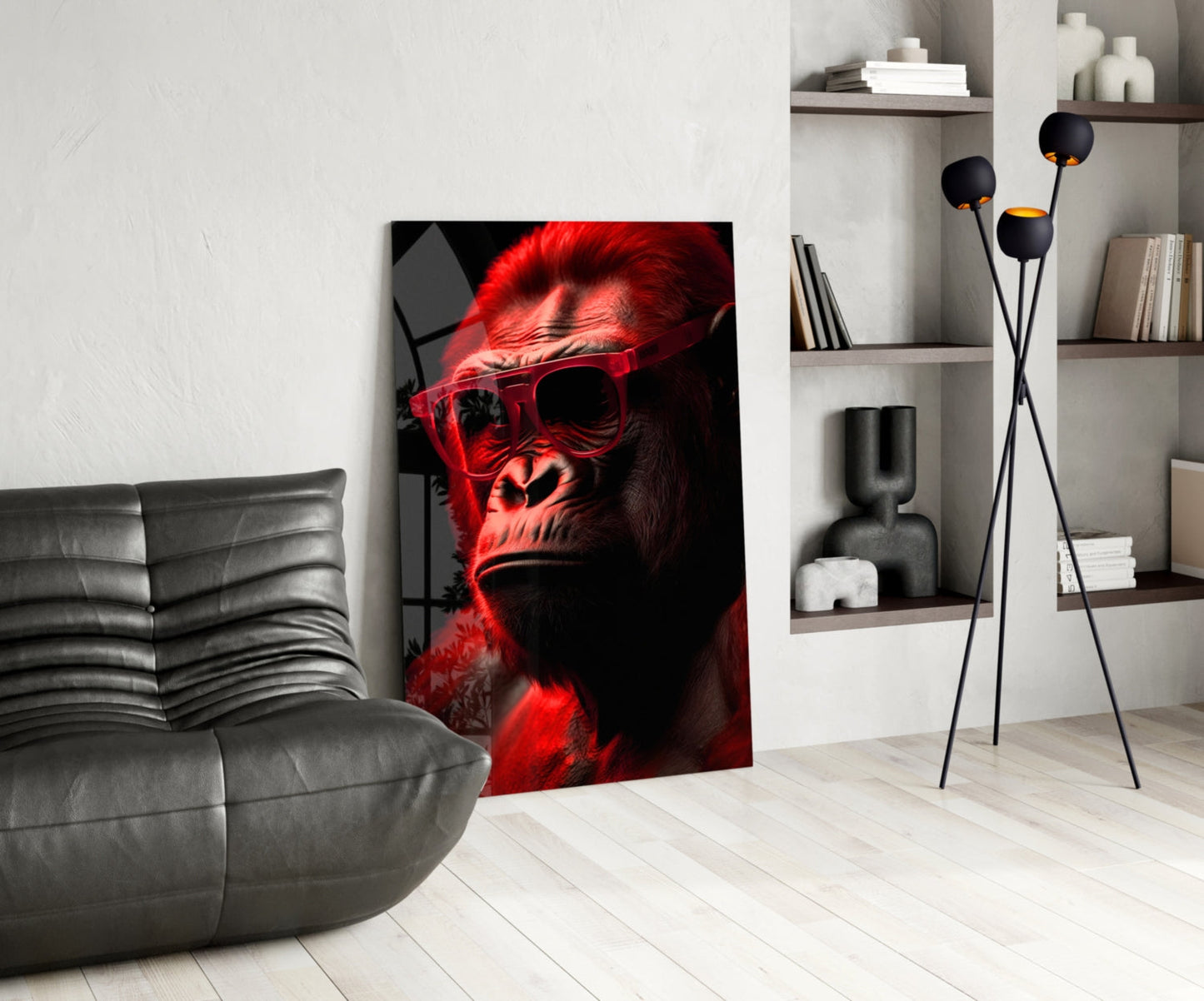 Ape the Thinker Color Glass Wall Art