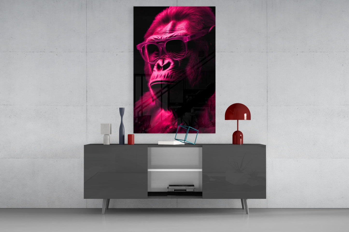 Ape the Thinker Color Glass Wall Art