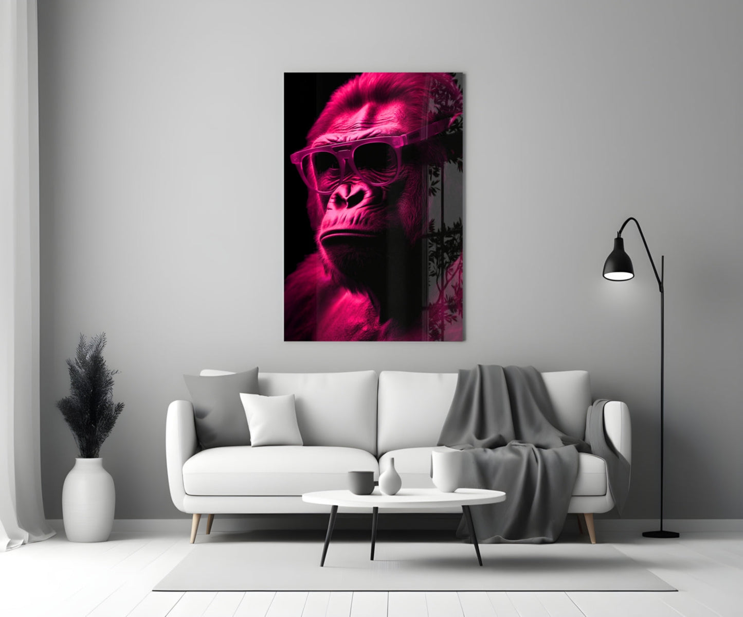 Ape the Thinker Color Glass Wall Art