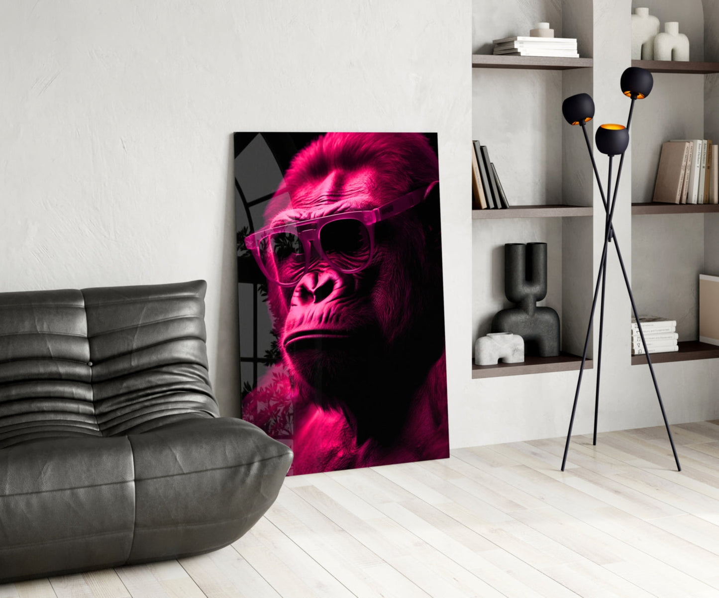 Ape the Thinker Color Glass Wall Art