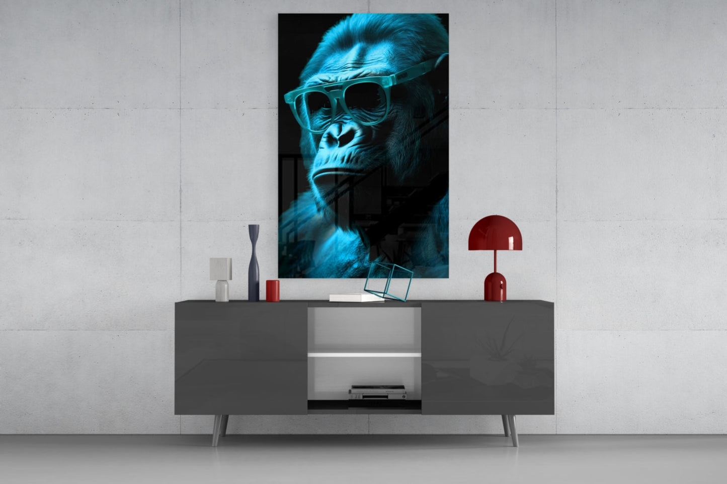 Ape the Thinker Color Glass Wall Art