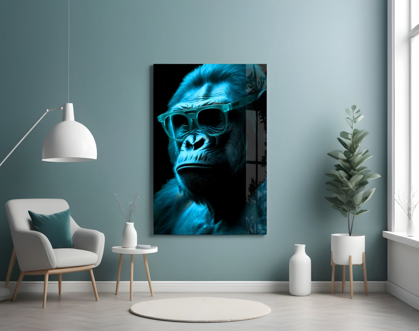 Ape the Thinker Color Glass Wall Art