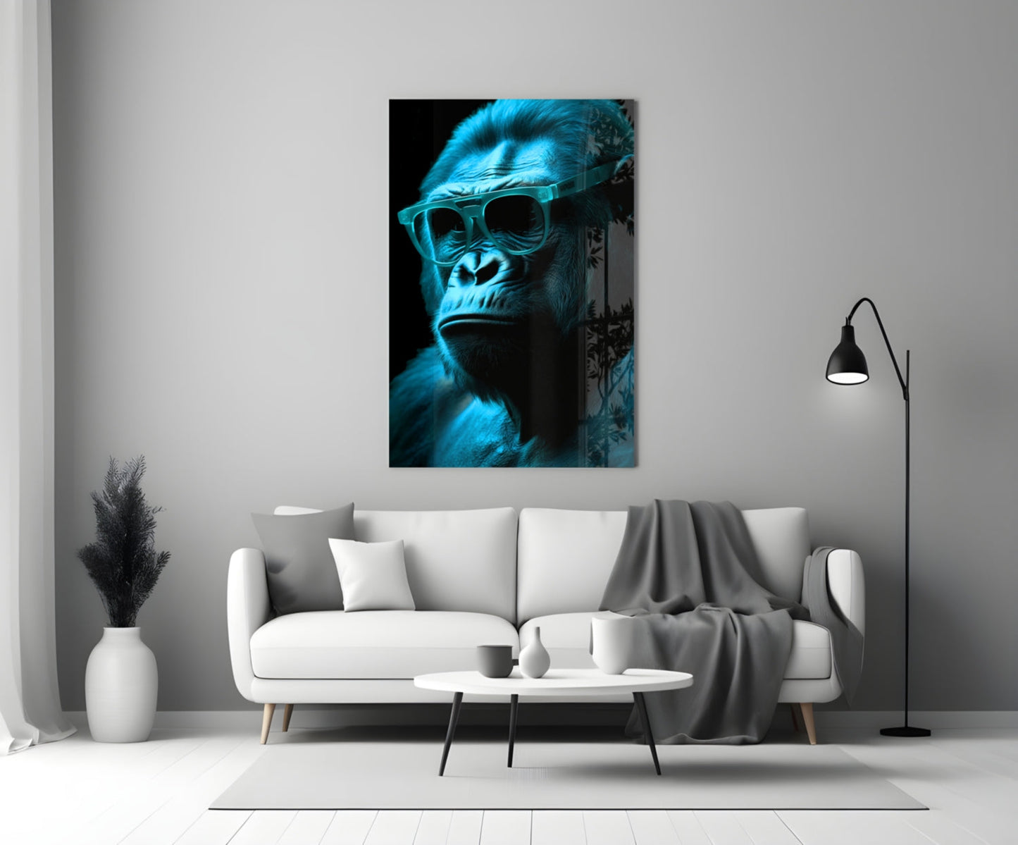 Ape the Thinker Color Glass Wall Art