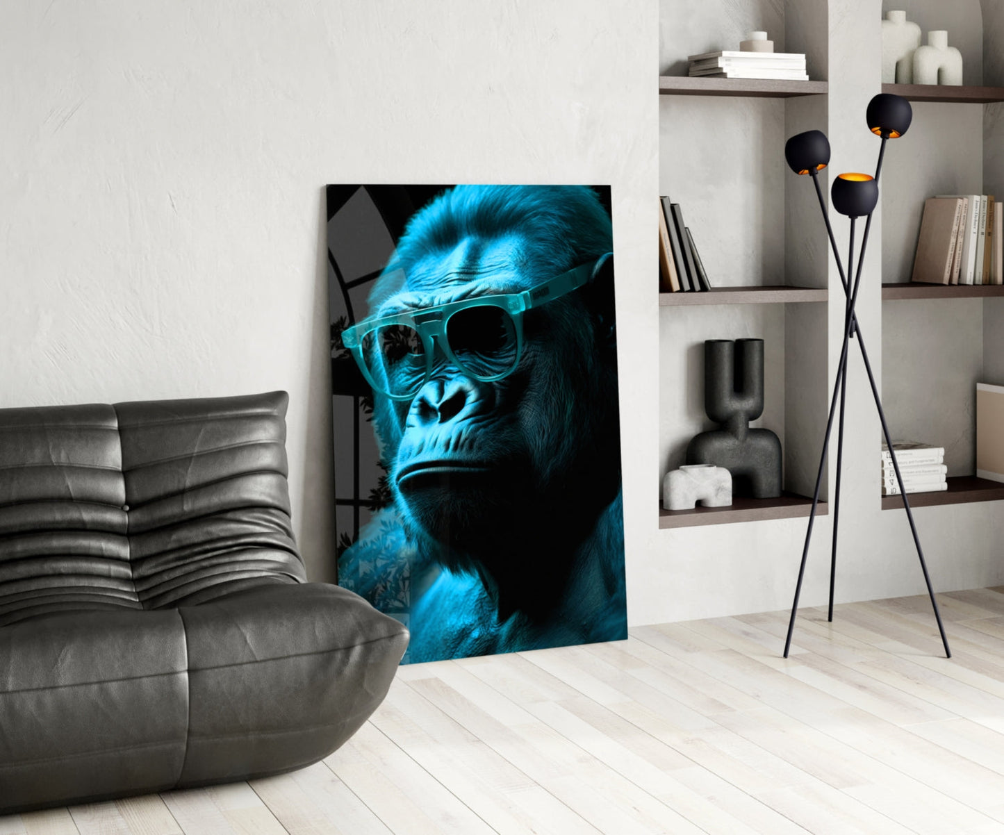 Ape the Thinker Color Glass Wall Art