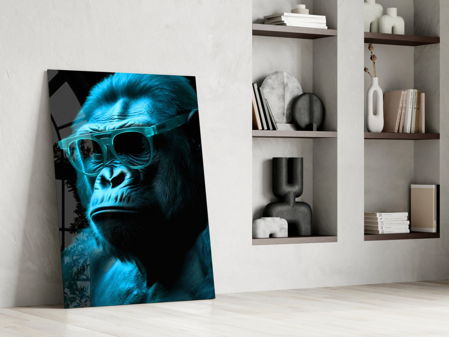 Ape the Thinker Color Glass Wall Art