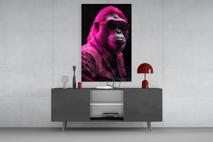 Ape the Cool Magenta Glass Wall Art