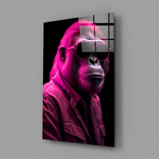 Ape the Cool Magenta Glass Wall Art