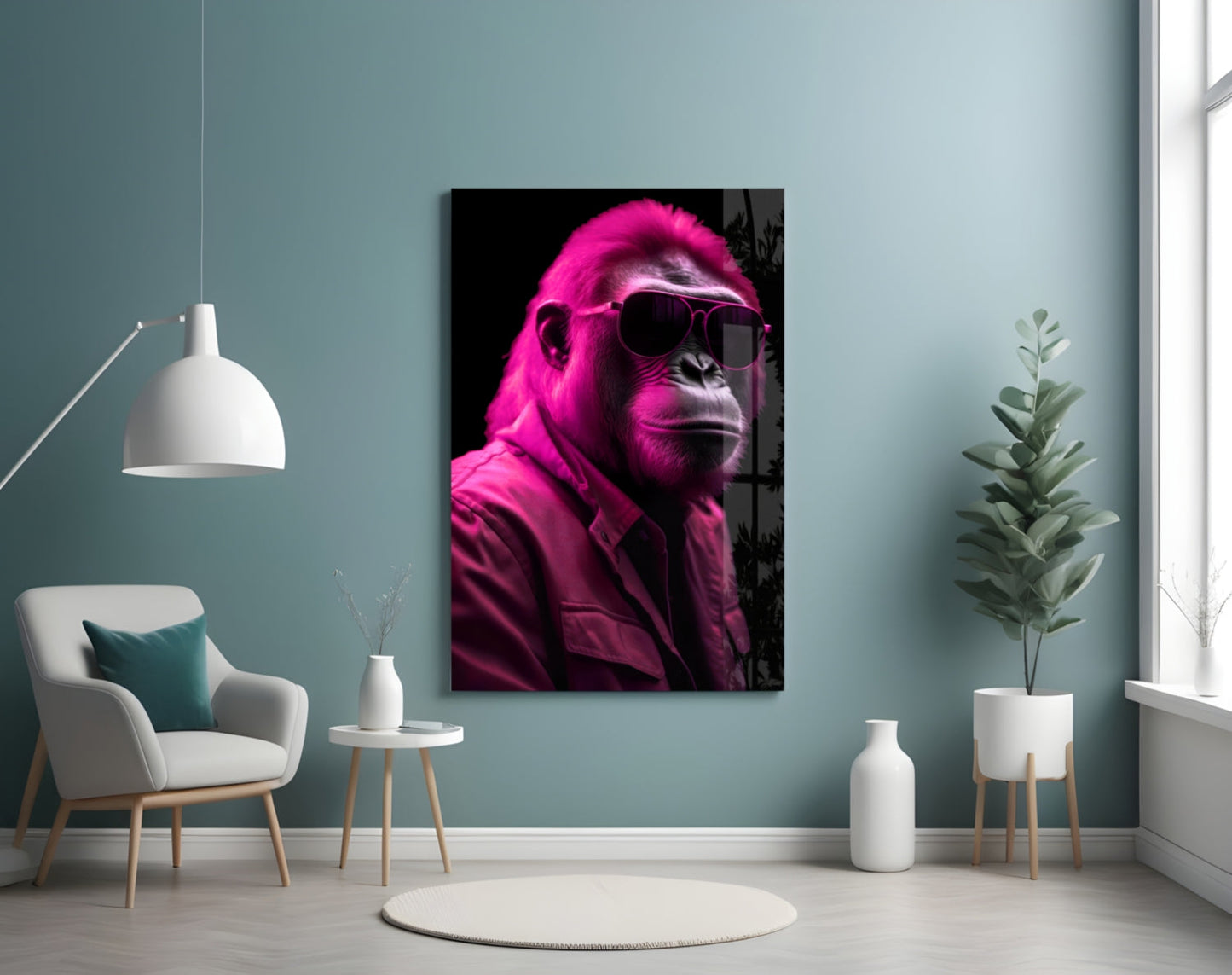 Ape the Cool Magenta Glass Wall Art