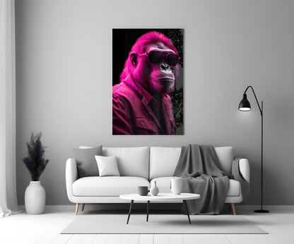 Ape the Cool Magenta Glass Wall Art