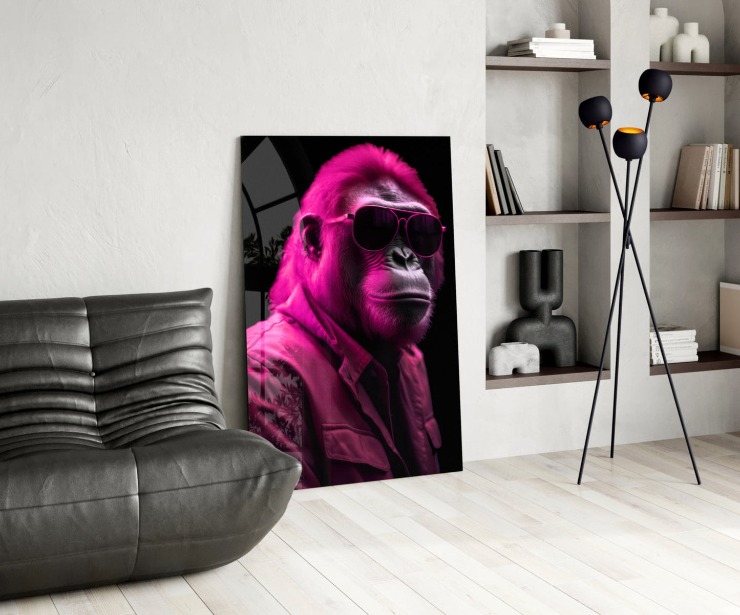 Ape the Cool Magenta Glass Wall Art