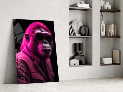 Ape the Cool Magenta Glass Wall Art
