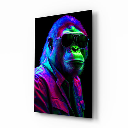 Ape the Cool dichro neon gorilla glass wall art