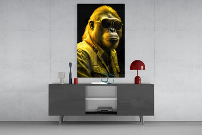 Ape the Cool Yellow Glass Wall Art