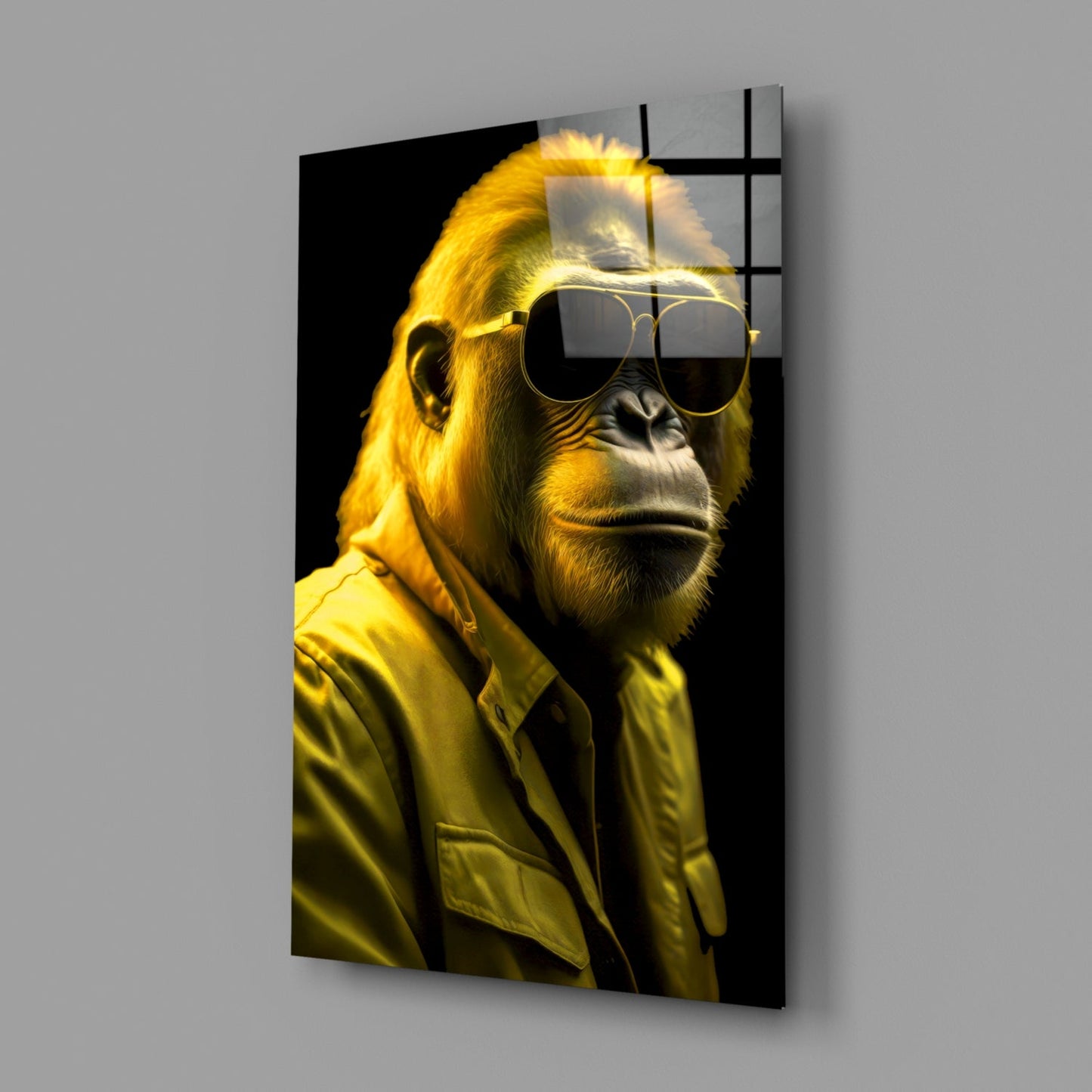 Ape the Cool Yellow Glass Wall Art