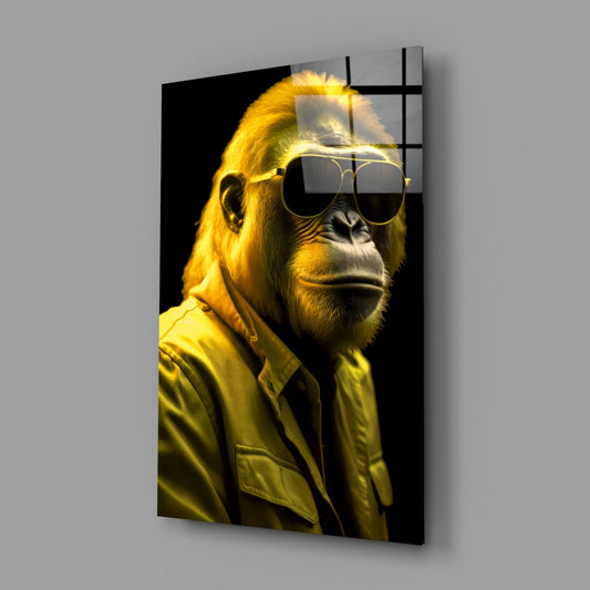 Ape the Cool Yellow Glass Wall Art