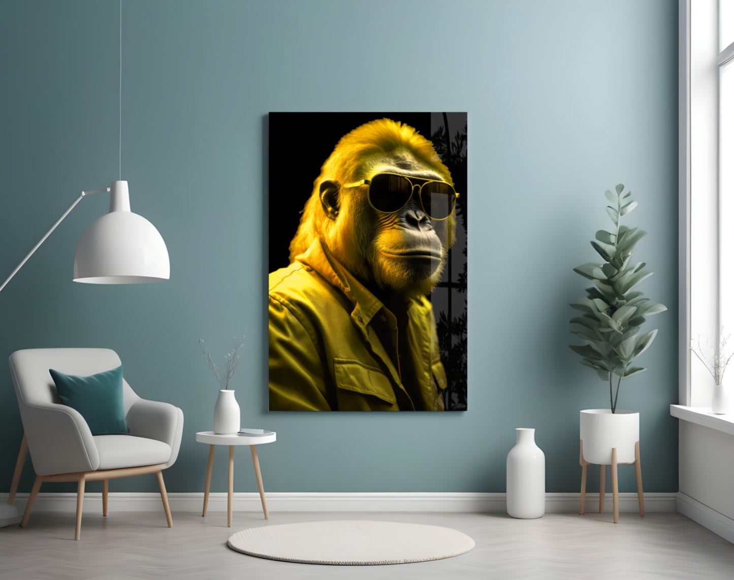 Ape the Cool Yellow Glass Wall Art