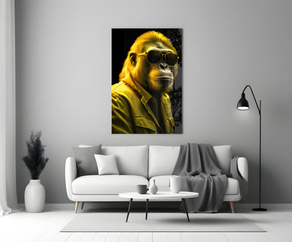 Ape the Cool Yellow Glass Wall Art