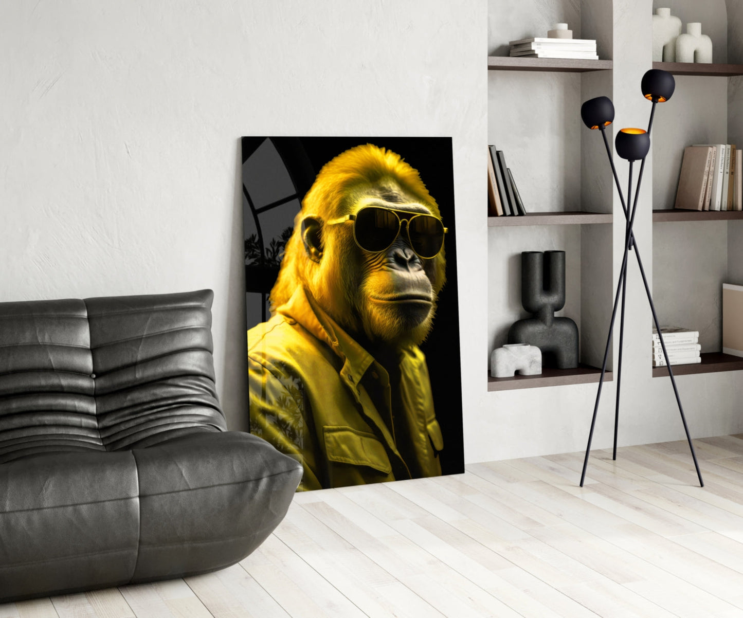 Ape the Cool Yellow Glass Wall Art