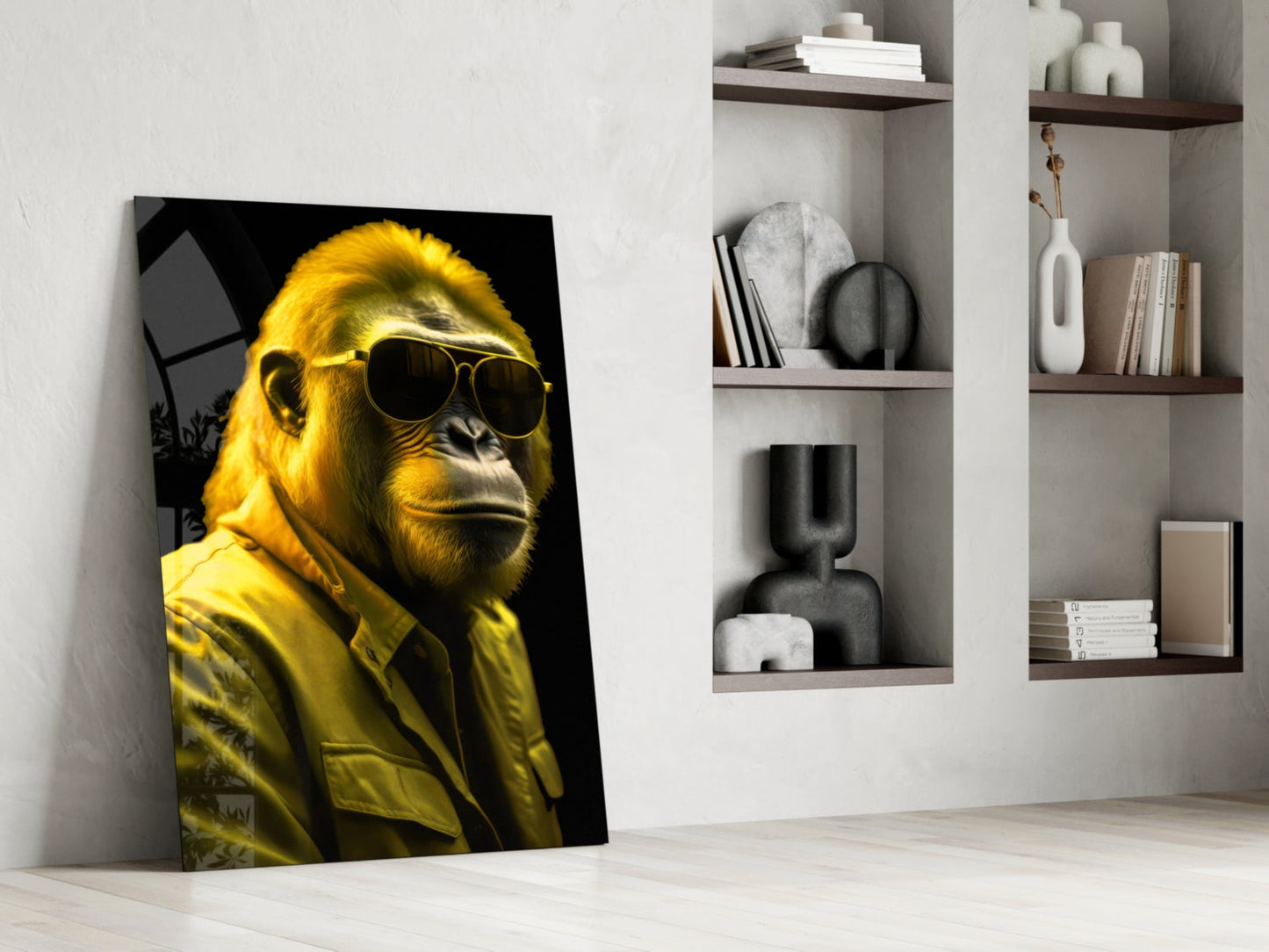 Ape the Cool Yellow Glass Wall Art