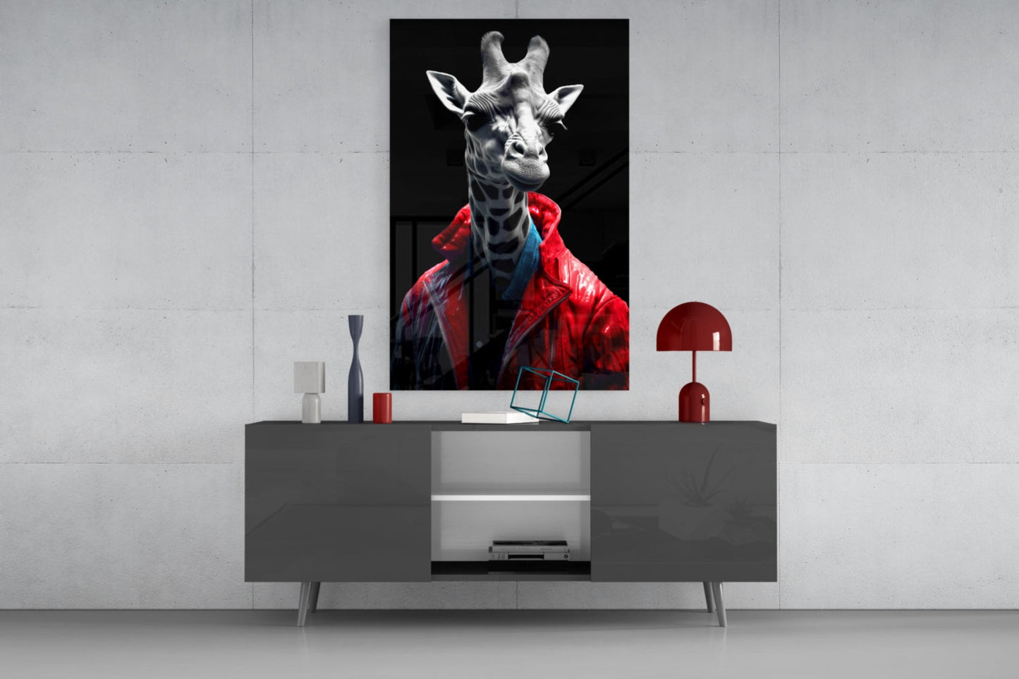 Stylish Giraffe Glass Wall Art