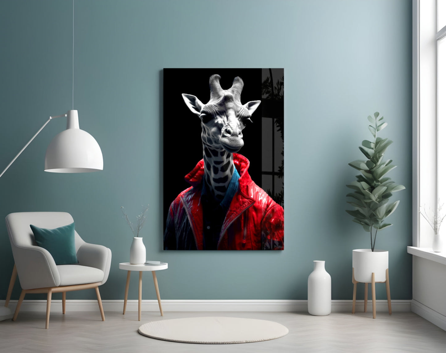 Stylish Giraffe Glass Wall Art