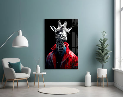 Stylish Giraffe Glass Wall Art