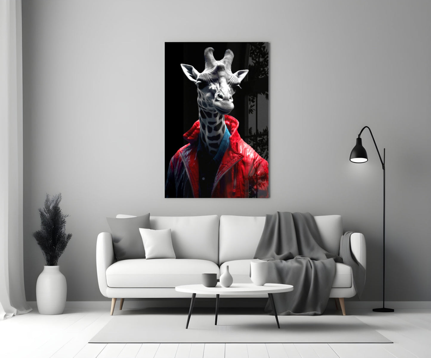 Stylish Giraffe Glass Wall Art