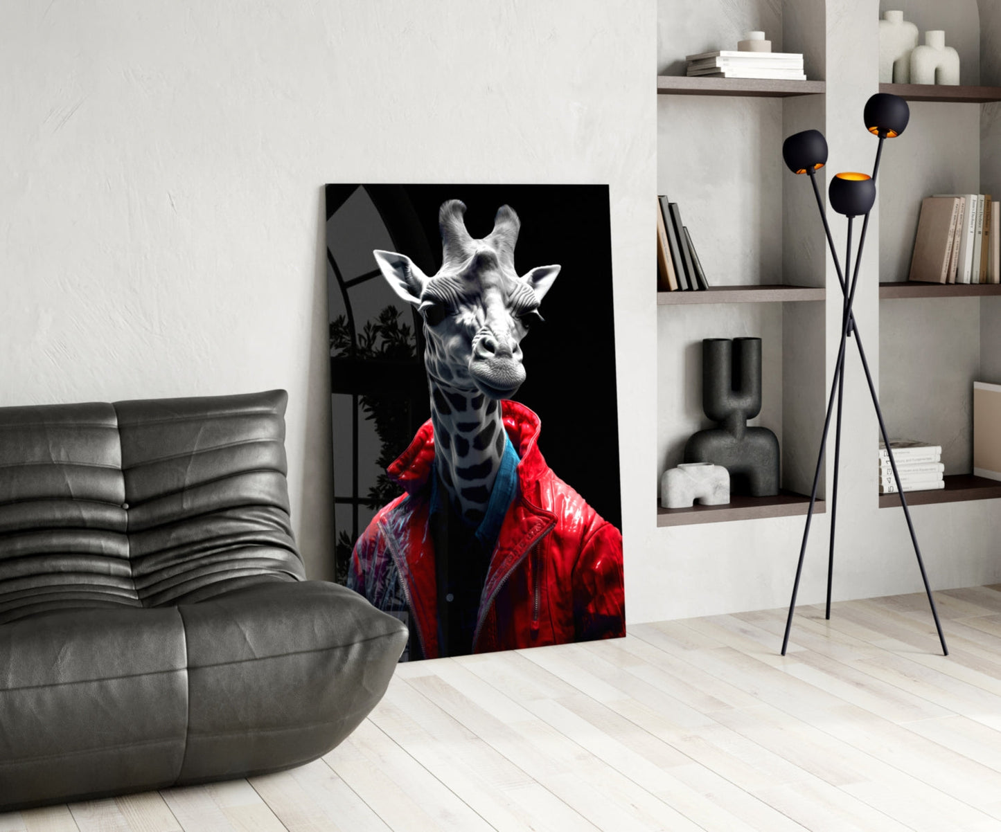 Stylish Giraffe Glass Wall Art