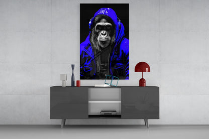 Cobalt Ape Glass Wall Art