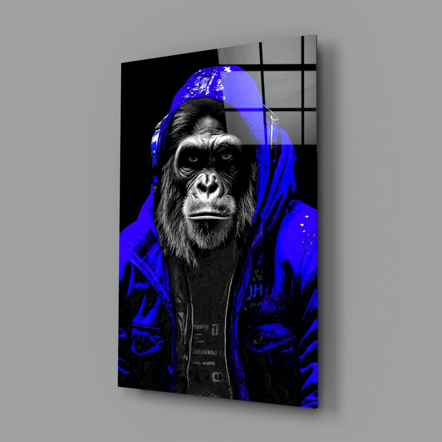 Cobalt Ape Glass Wall Art