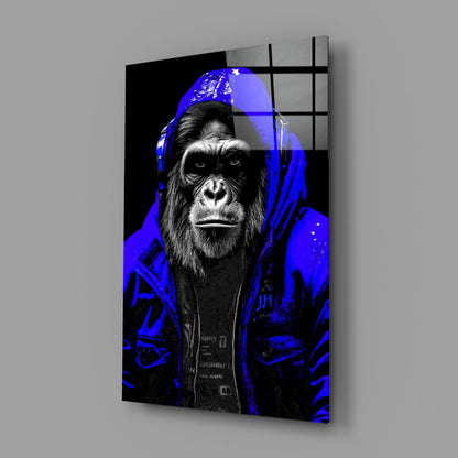 Cobalt Ape Glass Wall Art